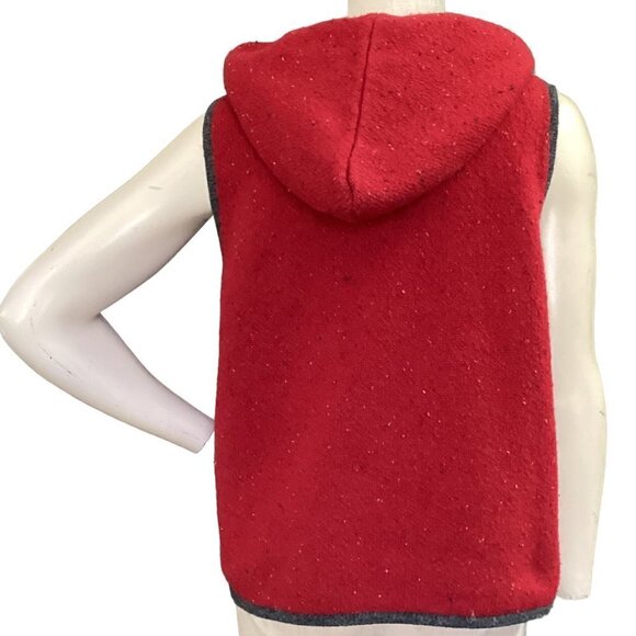 Woolrich Beaded Nordic Hooded Zip Vest Lambswool Blend M Red 33R - Picture 5 of 9